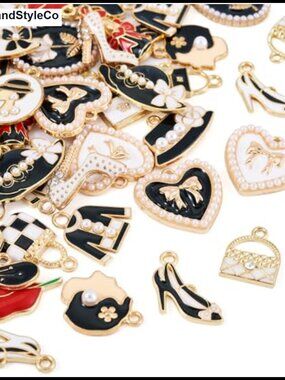 40pc Alloy Enamel Charms Mixed Shapes DIY Bracelet Earring Necklace Jewelry